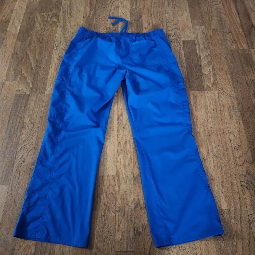 Cherokee Workwear Royal Blue Scrub Pants Medium Petite Drawstring Cargo 682